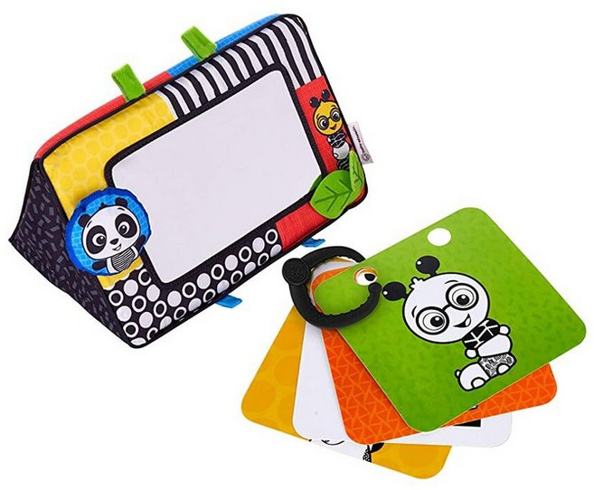 베이비 아인슈타인 플립 포 아트 고대비 바닥 활동 거울 휴대용 카드 포함 터미 타임 활동 신생아 이상, 베이비 아인슈타인 플립 포 아트, 고대비, 바닥 활동