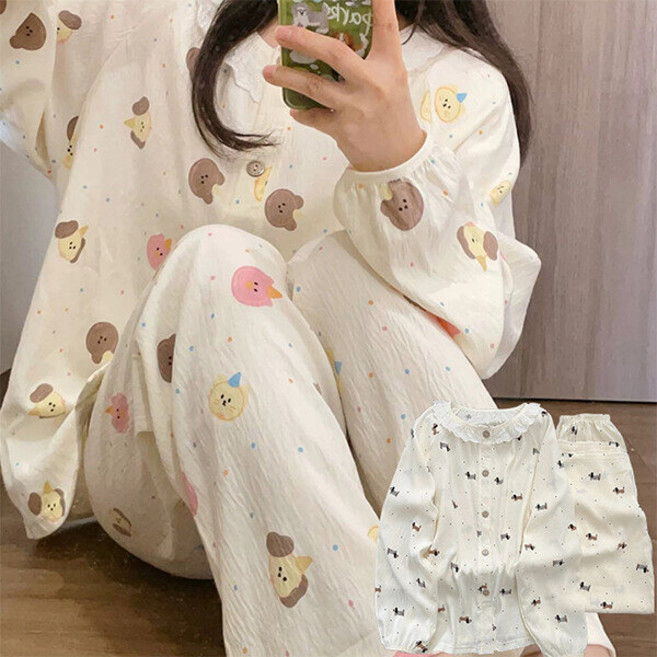 로즈엘리 요루면 프릴 레이스 잠옷세트 간절기 여름 긴팔 파자마 3컬러 2026