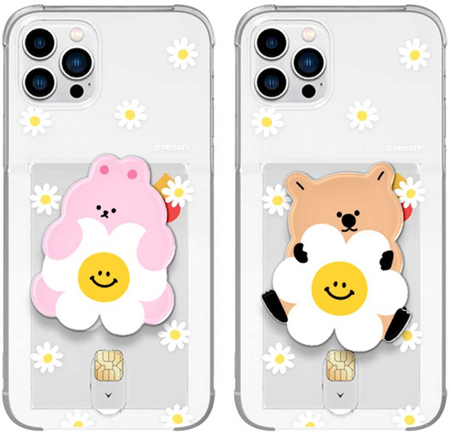 엘마 갤럭시 퀀텀6 (A566) 애니멀 데이지 카드수납 핑거 스마트톡+에어쿠션 젤리 케이스