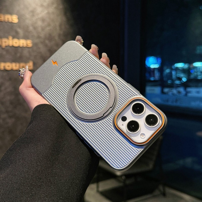 AG磨砂保護殼 鈦合金360旋轉支架 磁吸手機殼 適用於iPhone 16 15 14 13 ProMax Plus