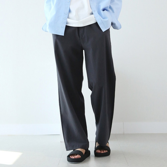 6컬러 남자 린넨 와이드 밴딩 팬츠 남성 일자 바지