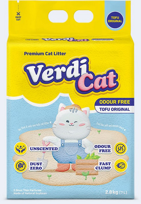 베르디캣 오도어프리 고양이 두부모래 그린티 가는입자 (2.8kg 6개입) 16.8kg, 오리지날, 6개, 7L