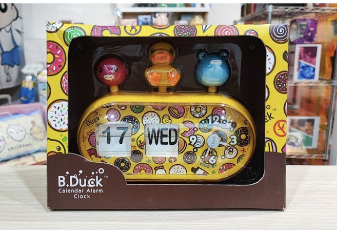 B.Duck 手動翻頁日曆鬧鐘 甜甜圈圖案, B.Duck手動翻頁日曆-鬧鐘黃色