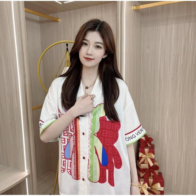 여름 여성 파자마 실내복 세트 여름 여성 파자마 실내복 세트