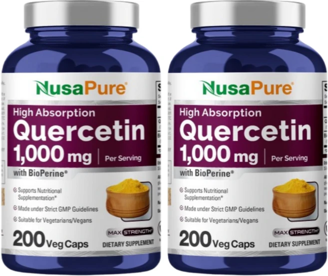 멀티구성 NusaPure 누사퓨어 퀘르세틴 퀘세틴 1000mg veggie caps Quercetin, 200정, 2개 - 쿠팡