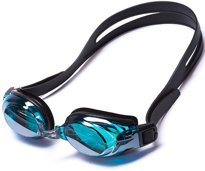 ZENITH 미러코팅 안티포크 수경 물안경 3종, 블랙