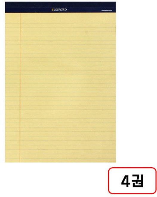 옥스포드)리갈패드(B5), 4권, 노랑 50매(DN1002501)