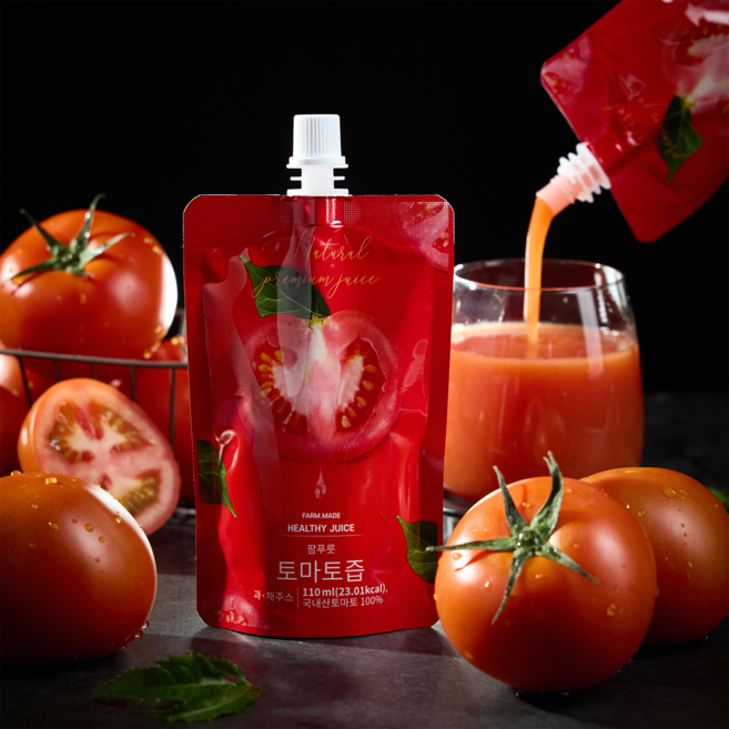 농부가 만드는 100% 갈아만든 토마토즙 토마토주스, 1박스, 110ml, 30포/빨대형