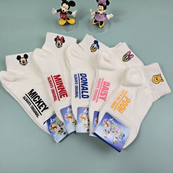 디즈니 캐릭터 단목 발목 학생 귀여운 양말 미키 미니 도날드 데이지