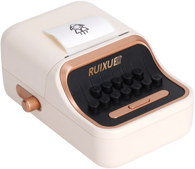 서설 RuiXue 네임스티커 라벨프린터 충전식 무선 프린터 감열식 프린터 (라벨지 1개 포함), 화이트