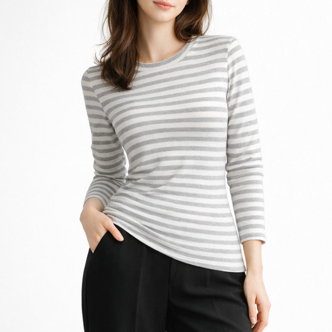 다미타니 국내제작 크루넥 스트라이프 긴팔티 OCZ0955