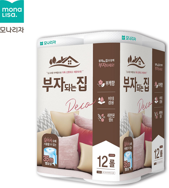 모나리자 부자되는집 데코 2겹 35m 12롤 화장지, 12개입, 1개