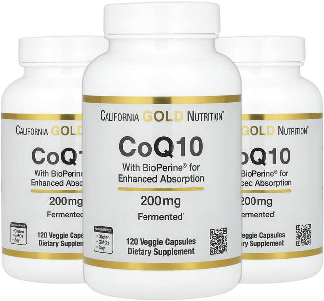 [2+1] CGN 캘리포니아골드뉴트리션 coQ10 200mg 120정 코엔자임 Q10 큐텐 코큐텐 고약사 USP 유비퀴논 3통, 3개