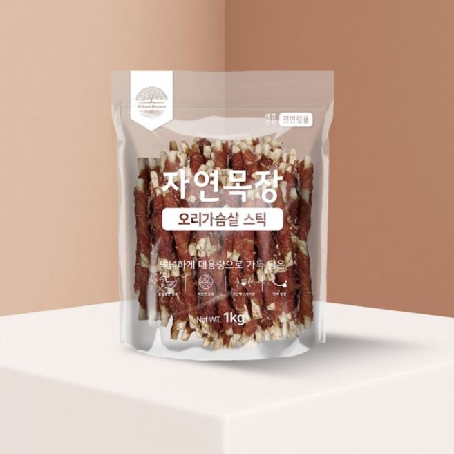 펫시밀 자연목장 대용량 오리가슴살 트위스트 가성비 강아지간식, 오리가슴살 스틱, 1kg, 1개