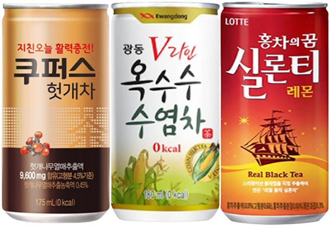 Yotta 팔도 쿠퍼스 광동 옥수수수염차 롯데 실론티 30캔씩 미니캔음료 업소용음료수 차음료, 175ml, 90개