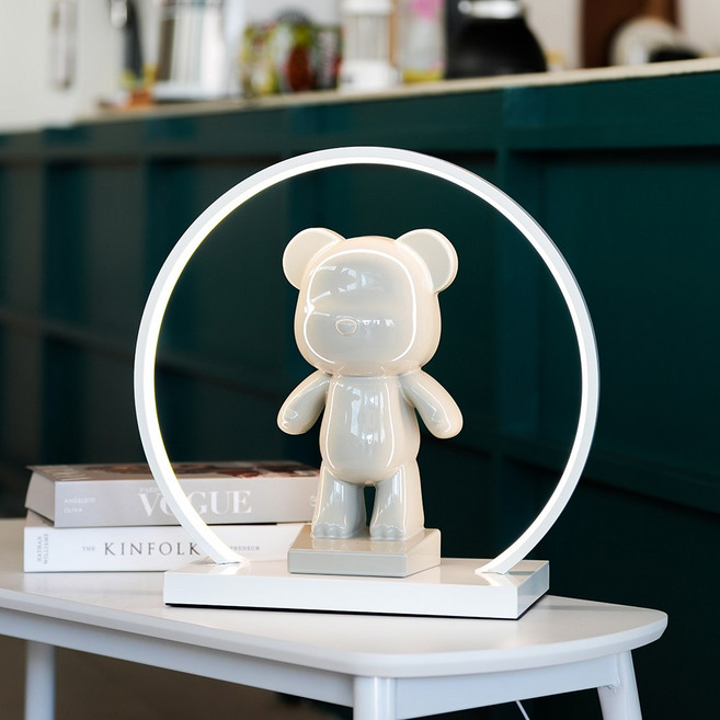 41cm 원형 무드등 + 29cm 대형 석고방향제 토이베어 인테리어 집들이선물 개업선물 수유등 디퓨저, 화이트 무드등 제나베어, 문스톤 그레이, 루미에르 블랑슈