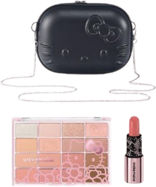 웨이크메이크 헬로키티 립 앤 아이키트(아이 팔레트+밤 스틱) 레디백 증정, 헬로키티 레디백 증정 01 웜톤, 1개