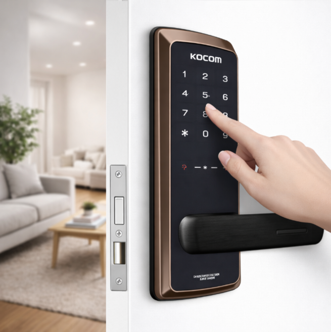 코콤 KDL-R3100 1way 미니 주키 레버형 무타공 도어락 번호키 디지털도어록 현관문, 고객직접설치, 셀프설치(택배발송)