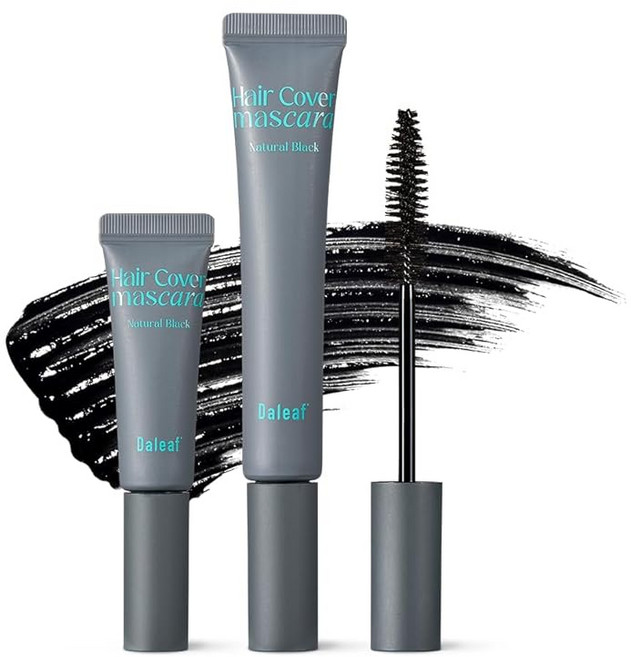 DALEAFGLAM 흰 머리카락 커버 헤어 마스카라 블랙 16g Natural black ㅣ 미니 사이즈 8g 흰머리 숨겨진 자라다 분할 코메카미 회색 머리카락 마스카라 땀・물에, 1개, 상세페이지 참조