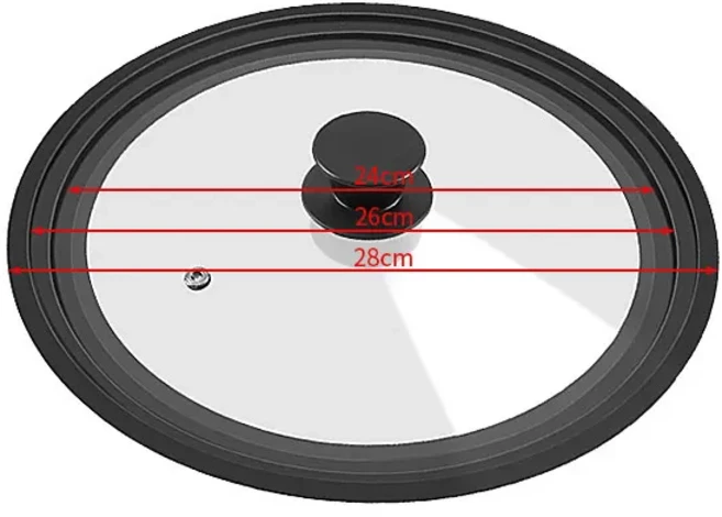 16-22-28-32cm 실리콘 유리 커버 팬 프라이팬 다기능 적응 뚜껑 스토브 라운드 보호기 캡 주방 악세사리, 02 Black 24-26-28cm