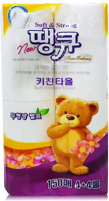 뉴 땡큐 천연펄프 키친타올 150매, 8롤, 1개