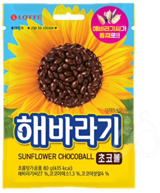 롯데웰푸드 해바라기 초코볼, 80g, 4개