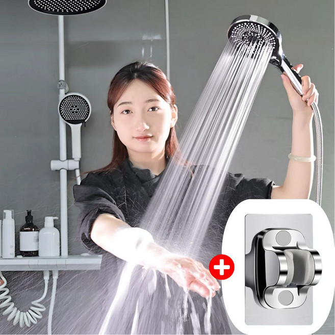 비니퍼니 3단 수압상승 원터치 샤워기헤드, 실버, 1개
