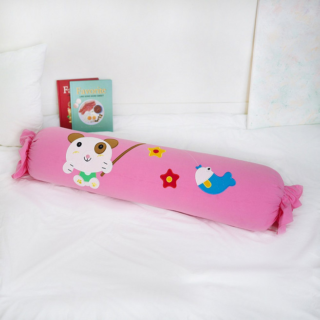 MMC몰 안고자는 긴베게 캐릭터 롱쿠션 곰낚시 사탕베게 바디필로우(솜미포함), 핑크