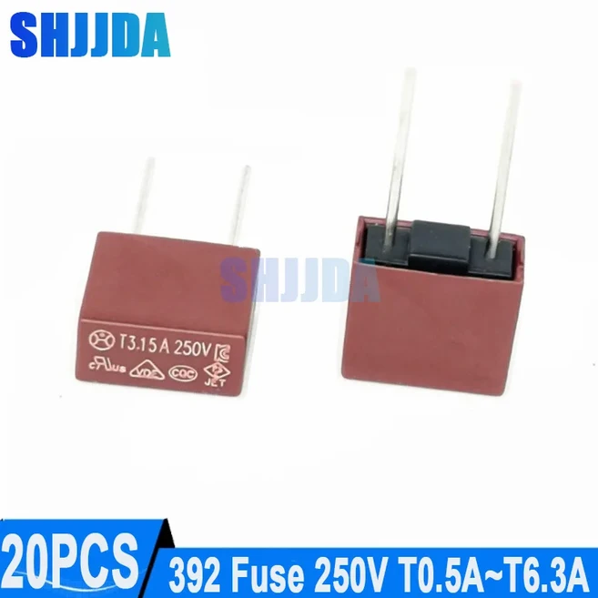(20개) 392 퓨즈 250V T0.5A T1A T1.25A T1.6A T2A T2.5A T3.15A T4A T5A T6.3A T8A T10A T15A 정사각형 3, 01 392 Fuse, 07 T8A