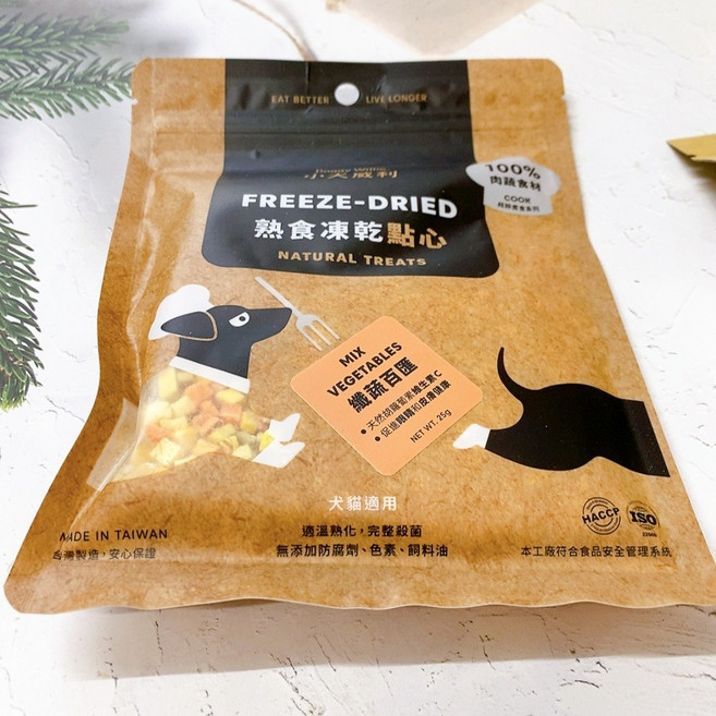 小犬威利 Cook 凍乾點心餐 - 雞肉&鴨胸, 1個, 鮮蔬百匯20g