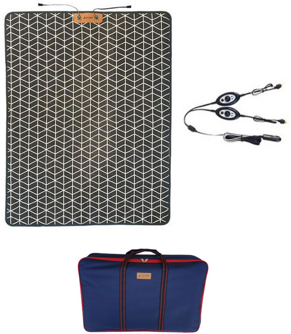 유캠프 스마트 탄소온열매트(2인용) 카본 DC 12V + 2인용 가방 세트, 진그레이+2인용가방 세트