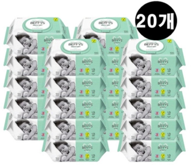 물티슈 베피스 젠틀 소프트 캡 100매x20개, 60g, 100개입, 20개