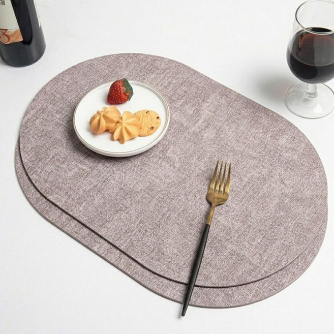 포치가미 가죽 방수 테이블 식탁 매트 2P, 2개, 43x30, 애쉬 브라운