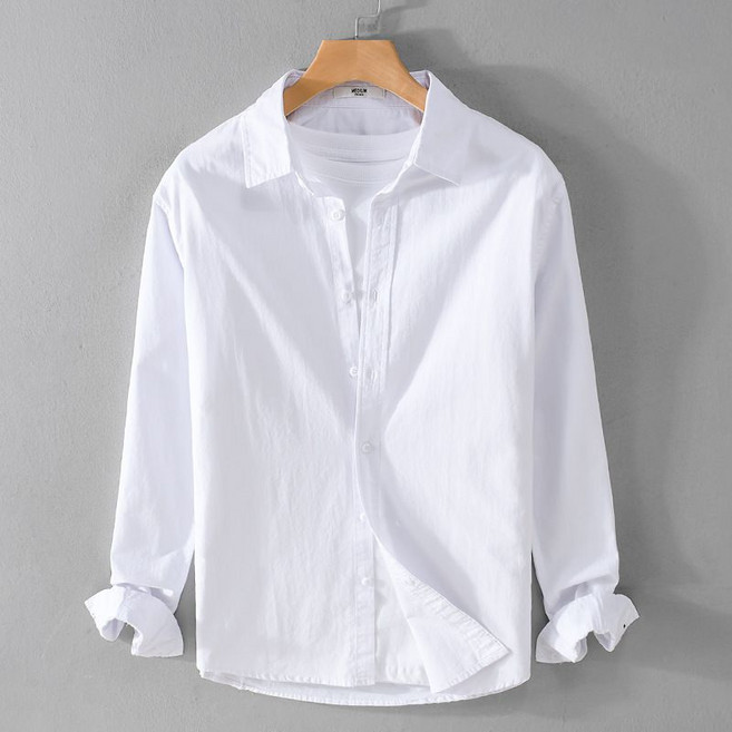 봄 가을 남자 순면 남방 루즈핏 외출용 셔츠 남설 캐주얼 편안한 긴팔 셔츠 LT