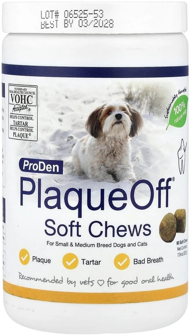아이허브 PlaqueOff 소프트츄 중소형견 및 반려묘용 소프트츄 90개 225g(7.9oz), 1개 - 쿠팡