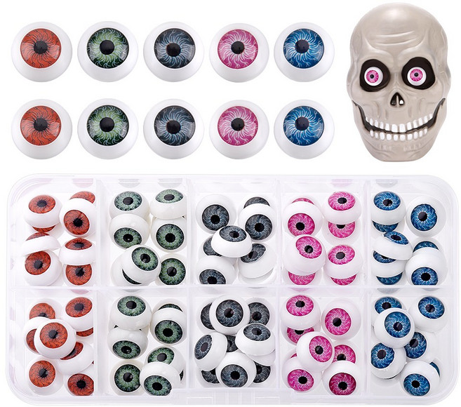 플라스틱 공예 눈알 100개 세트 혼합색상 1.2x0.6cm 1박스