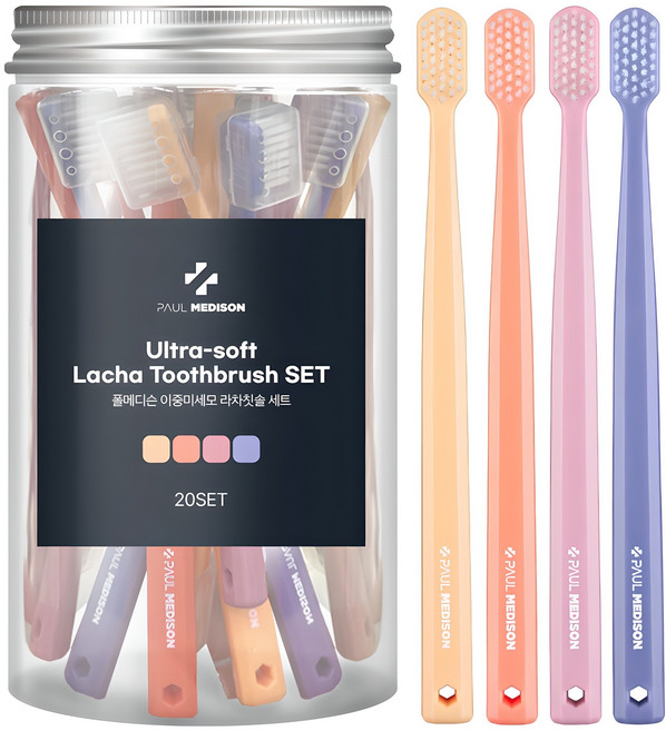 폴메디슨 이중미세모 라차칫솔 세트, 20개입, 1개