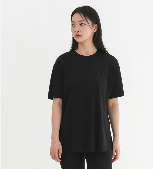 이그잼플 영그램 루즈핏 롱 여성 기능성 반팔 운동 티셔츠 요가 필라테스 상의