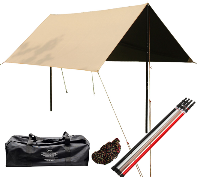 캠프빌리지 블랙코팅 렉타타프 블랙 + 폴대 세트, 렉타타프 블랙 S, 폴대 말고 타프만 필요해요