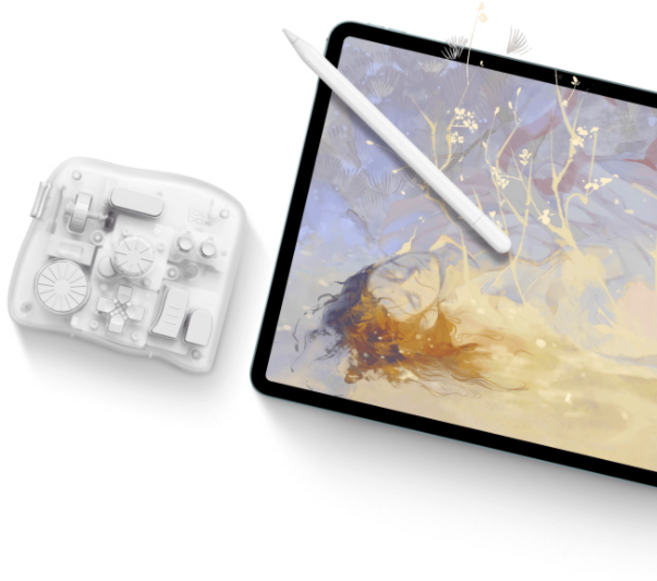 [CYLIFE] TourBox 투어박스 elite plus 블루투스 컨트롤러 컬러한정판 엘리트 편집 컨트롤러 키보드 비디오 사진편집 아이패드 드로잉 미니키보드, elite plus컬러한정판, 투명퍼플