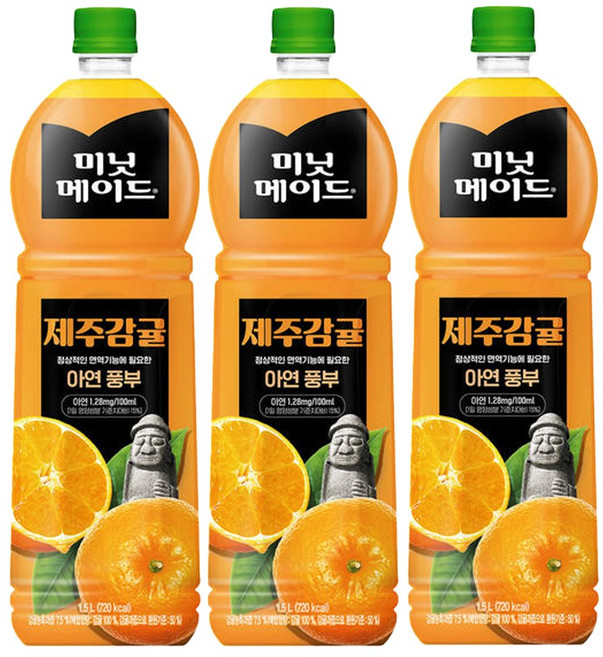 코카콜라 미닛메이드 제주감귤, 3개, 1.5L
