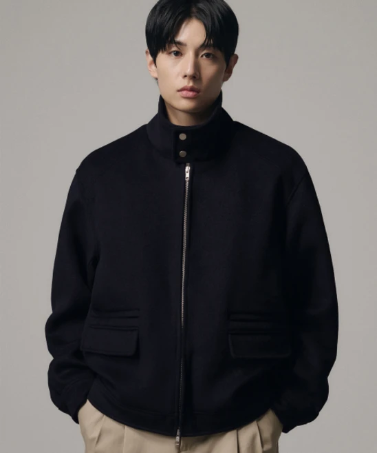 울 해링턴 얼라인 자켓 D.네이비 - 쿠팡