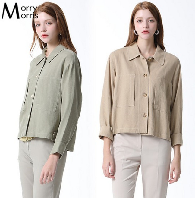 앨리스 린넨 스티치 셔츠형 점퍼