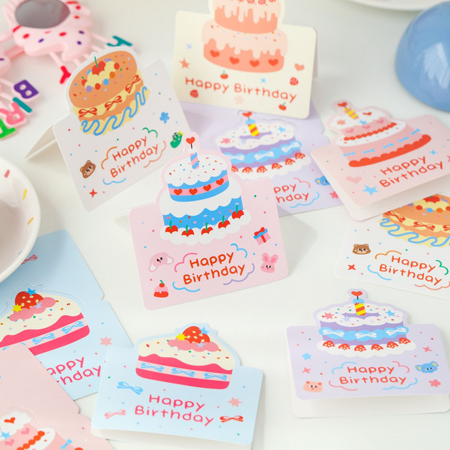 미닛 미니 생일 축하 카드, 24개, 생일케이크