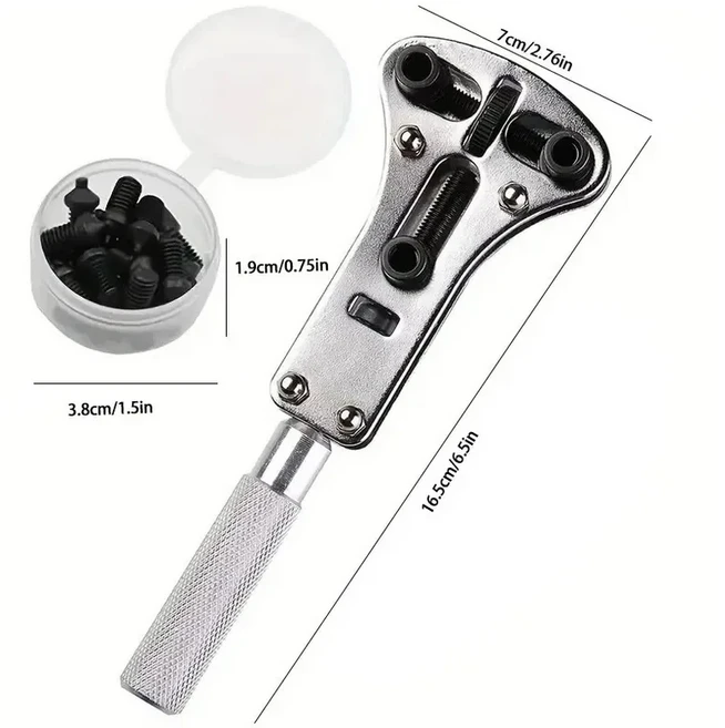 시계 수리 도구 나사 조절 가능 3개의 클로 백 케이스 오프너 렌치 미용기기 배터리 프레스, 01 Large 1x