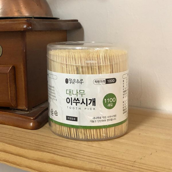 이쑤시개 원형통 대나무 1100개, 1개, 단품