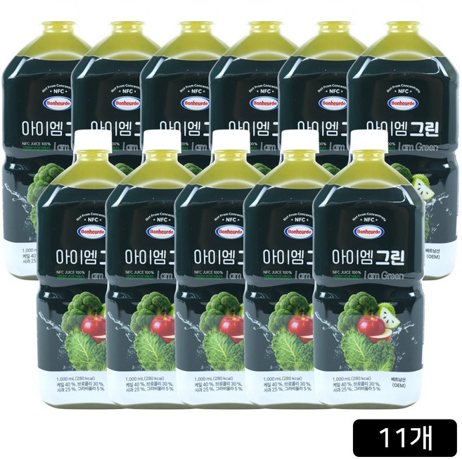 보넬드 아이엠 그린주스 100% NFC 착즙주스, 11개, 1L