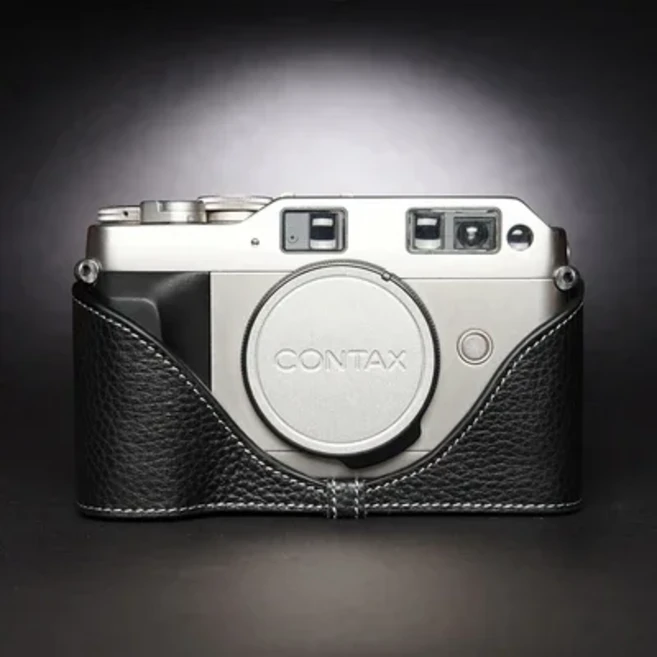 수제 가죽 카메라 하프 케이스 커버 가방 Contax G2 용 디자인