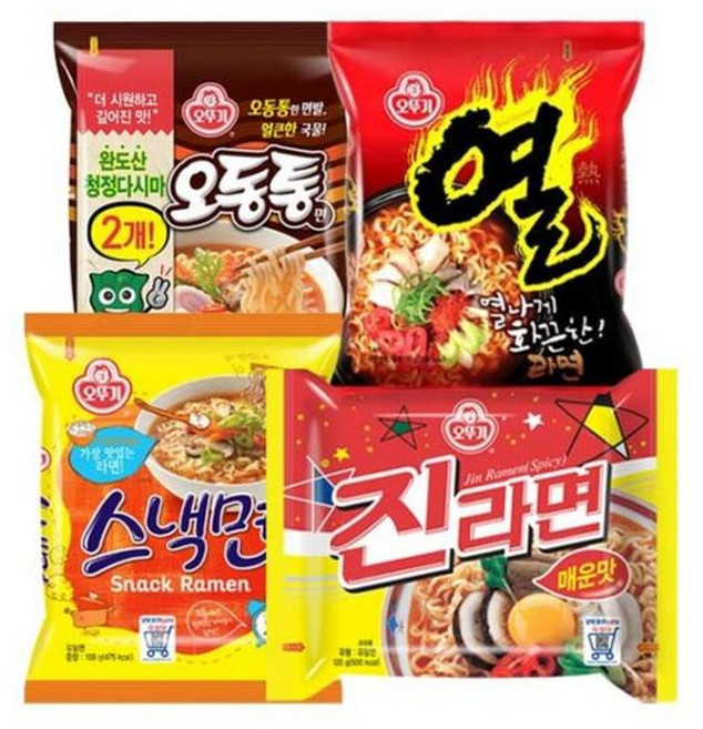 진라면 5입 + 열라면 5입 + 오동통면 5입 + 스낵면 5입, 20개