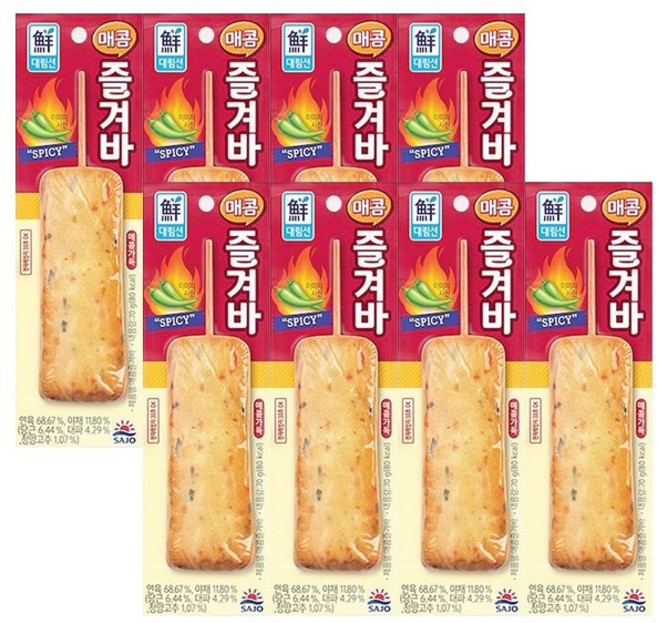 사조 대림 매콤 즐겨바 70g x 8개 / 핫바 어묵바